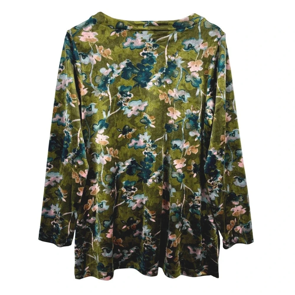 Pure Jill Velvet V Neck Long Sleeve Tunic Top Women Size M Boho Forest Fairy - Picture 6 of 10